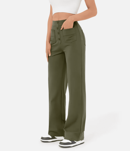 Olivgrüne Casual Pants mit Taschen - Lara