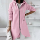 Eleganter Langer Damen-Kapuzenpullover | mit Reißverschluss