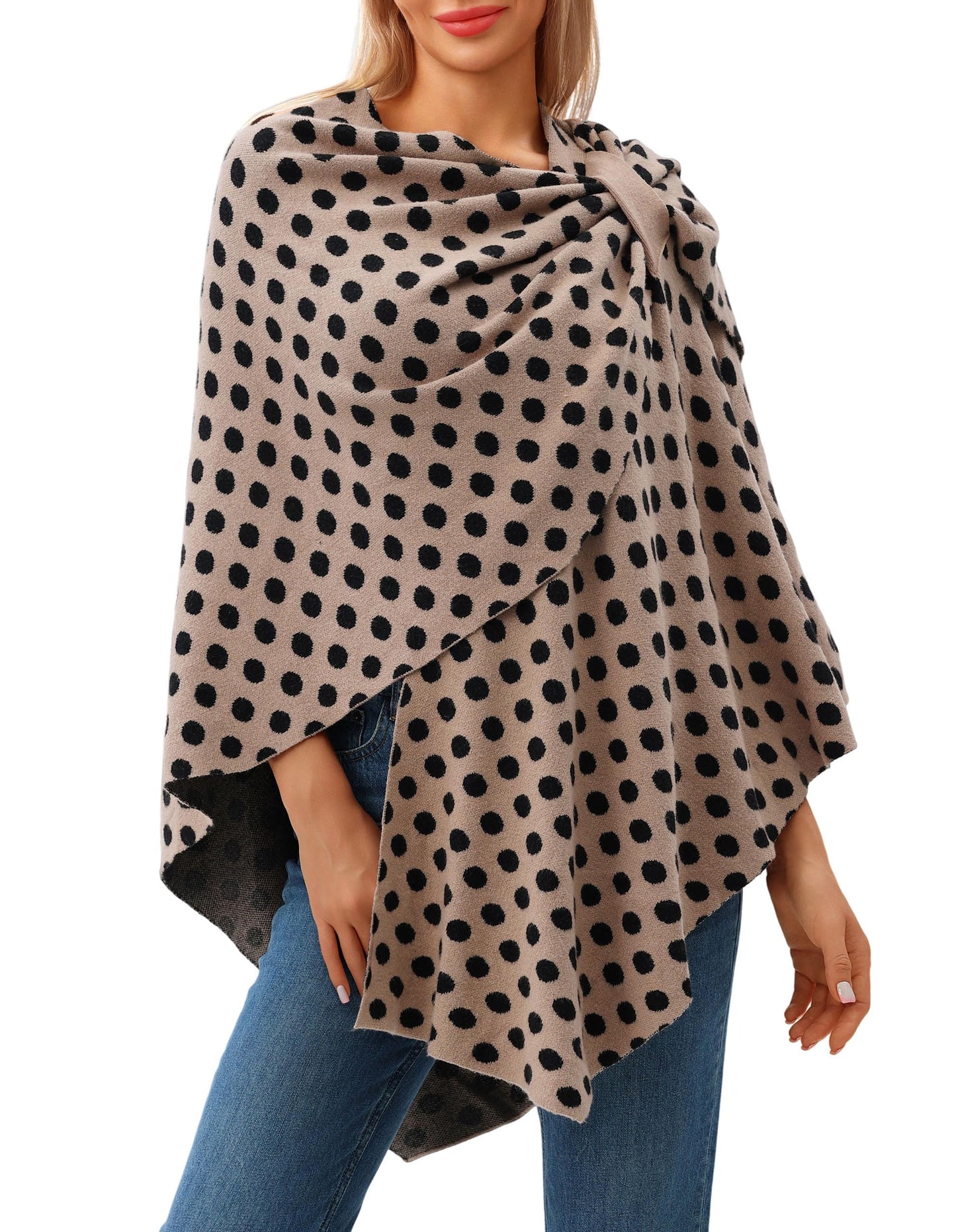 Schwarzer Poncho Pullover mit Überkreuz-Front - Eleganza