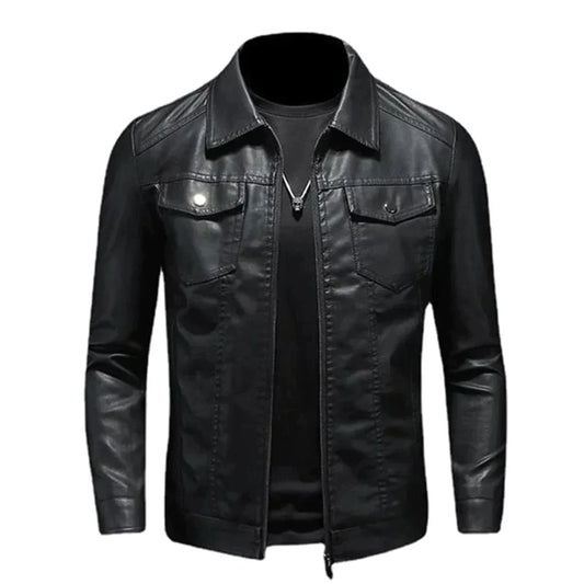 Bernardo | Herren Klassisches Motorrad Jacke | Schwarz