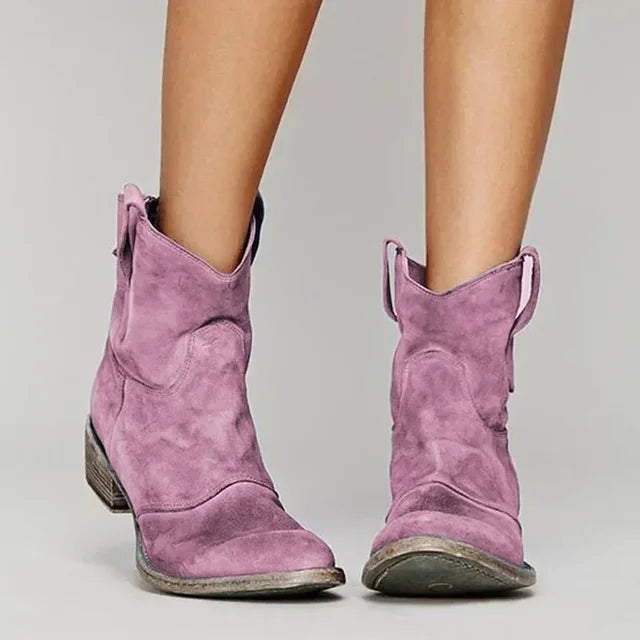 Damen Western Stiefeletten aus Leder - Vintage Style