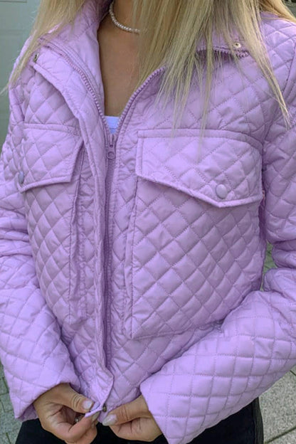 Rhombus-Reißverschluss-Jacke mit Taschen