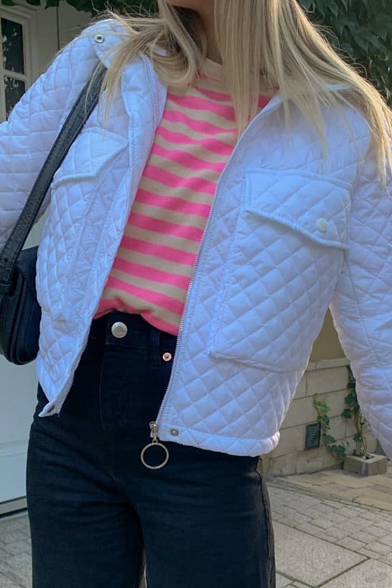 Rhombus-Reißverschluss-Jacke mit Taschen