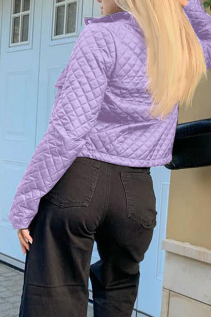 Rhombus-Reißverschluss-Jacke mit Taschen