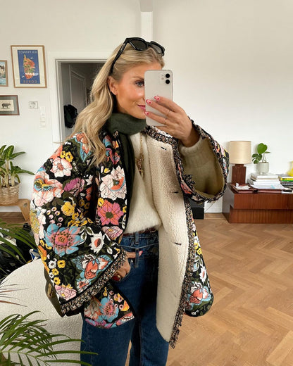 Gefütterte Jacke mit Blumendruck für Frauen - Brooklyn