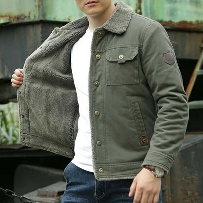 Herren Lässige Button Down Winter Jacke | Brusttasche