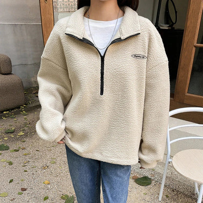 Kuscheliges Winter-Sweatshirt für Damen | Halbreißverschluss