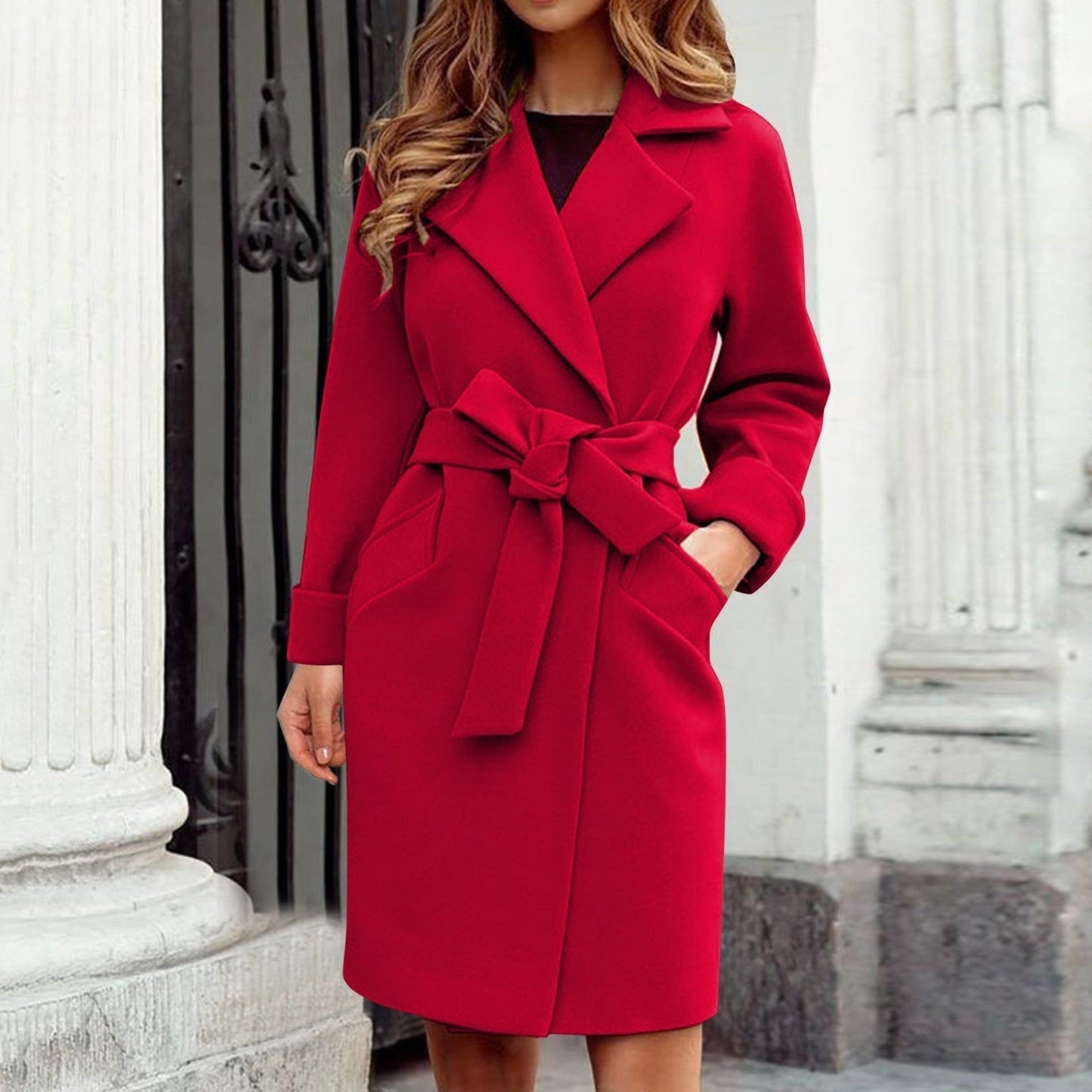 Langer Trenchcoat Wintermantel mit Knopfleiste in bunten Farben - Hailey