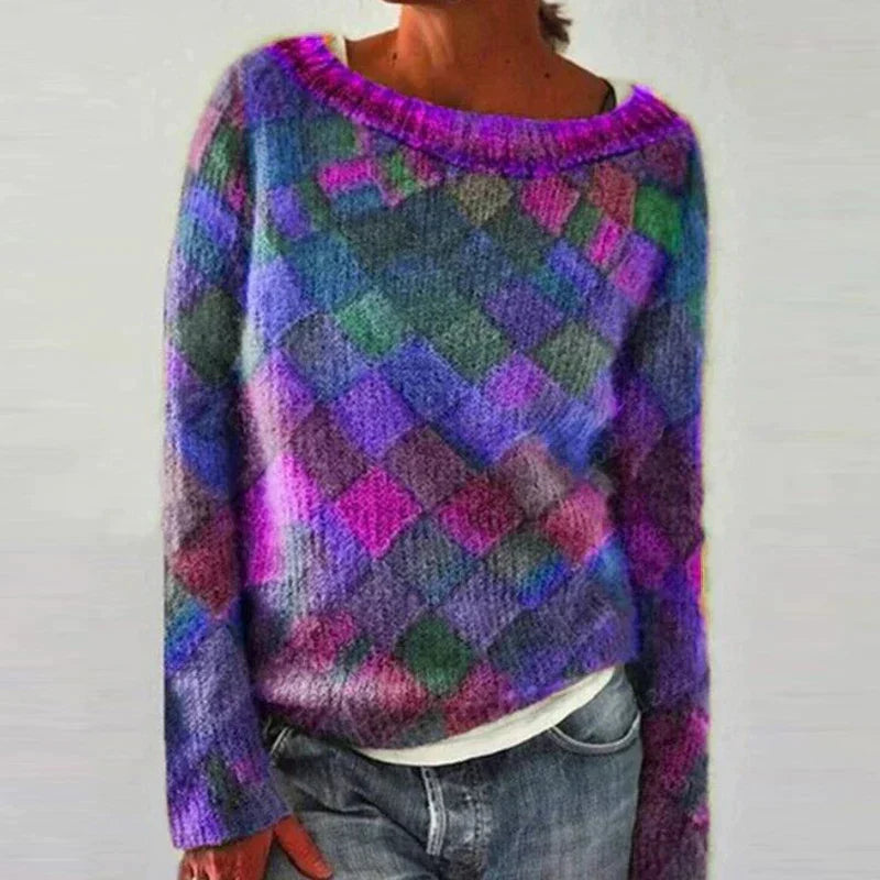 Bunter Musterpullover – Künstlerische Energie mit verspielter Eleganz