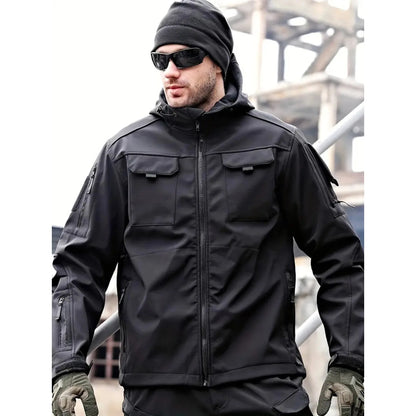 Mehreren Taschen Herren Softshell Jacke | Mit Kapuze