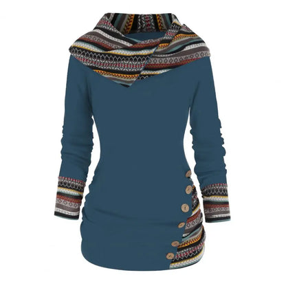 Damen Ethno-Stil Winter-Sweatshirt | Mit Kapuze