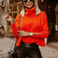 Damen Rollkragenpullover mit Knopf Ärmel | Lässig