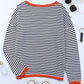 Gestreifter Pullover mit Kontrastbündchen