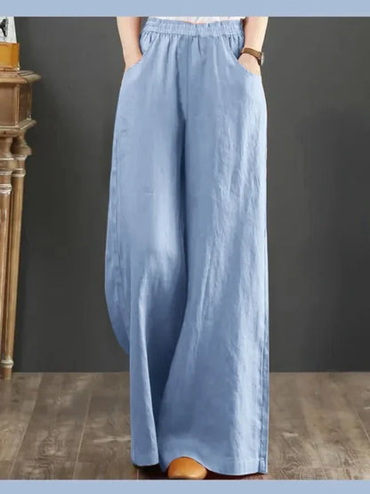 Weiße Leinen-Palazzo-Hose - Helena