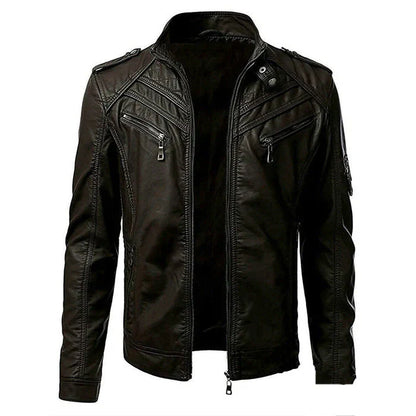 Herren Stilvolle Premium Bikerjacke | Mehrere Taschen
