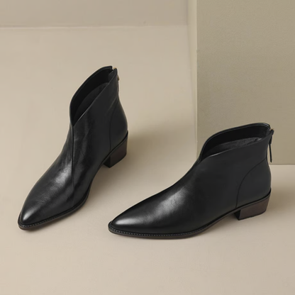 Damen Stiefelette elegant aus Leder mit Blockabsatz