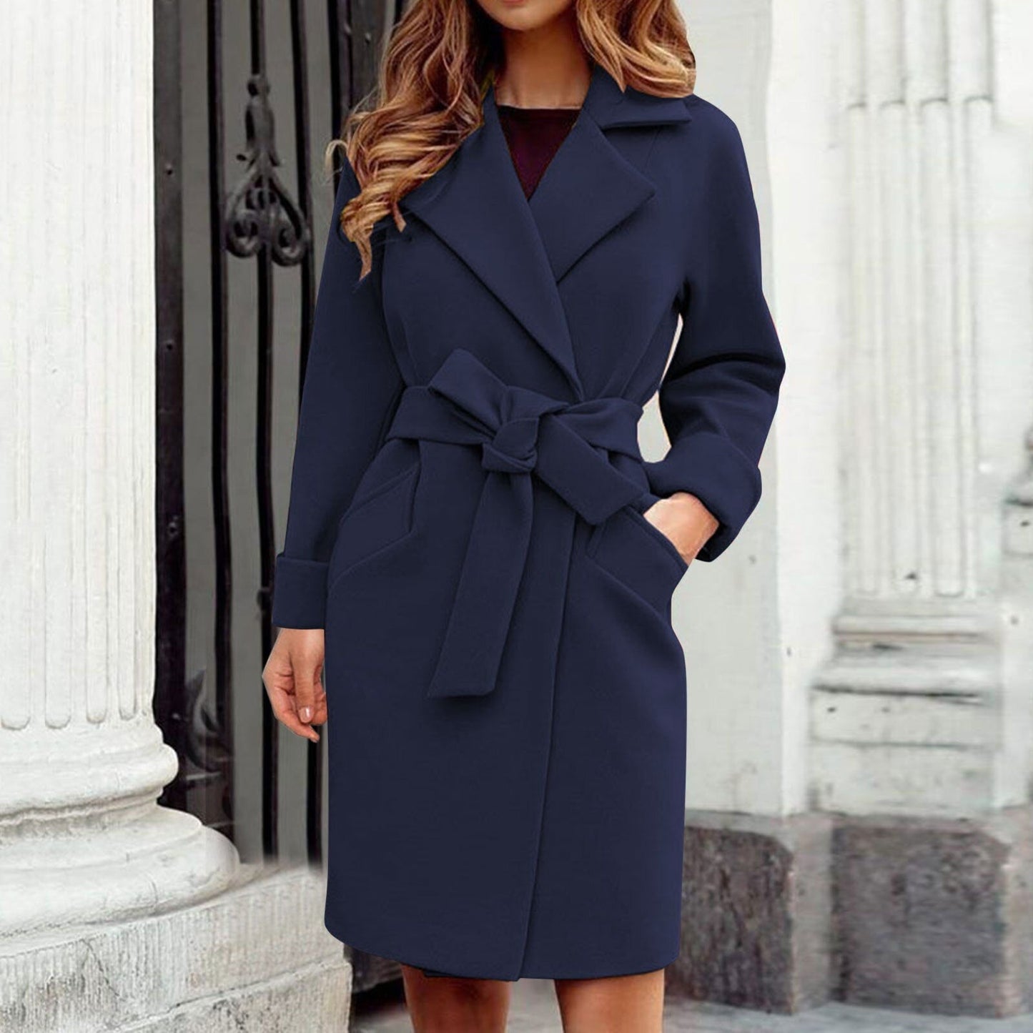 Langer Trenchcoat Wintermantel mit Knopfleiste in bunten Farben - Hailey