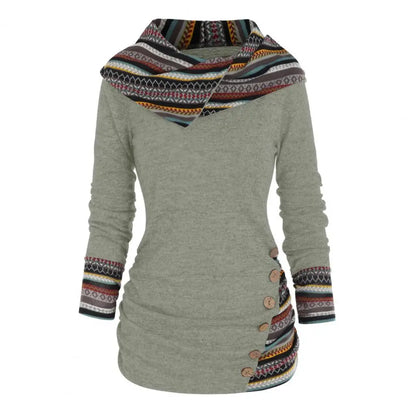 Damen Ethno-Stil Winter-Sweatshirt | Mit Kapuze