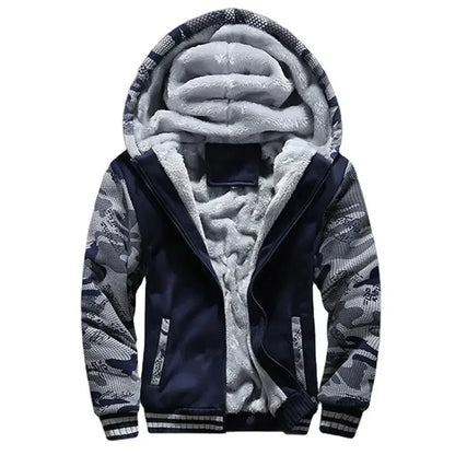 Herren Fleece Steppjacke | Mit Kapuze