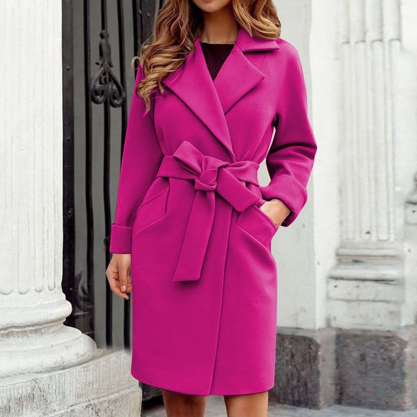 Langer Trenchcoat Wintermantel mit Knopfleiste in bunten Farben - Hailey