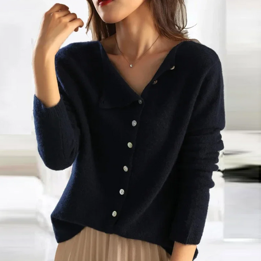 Gemütlicher Anthrazit-Cardigan mit Knöpfen – Mühelose Eleganz