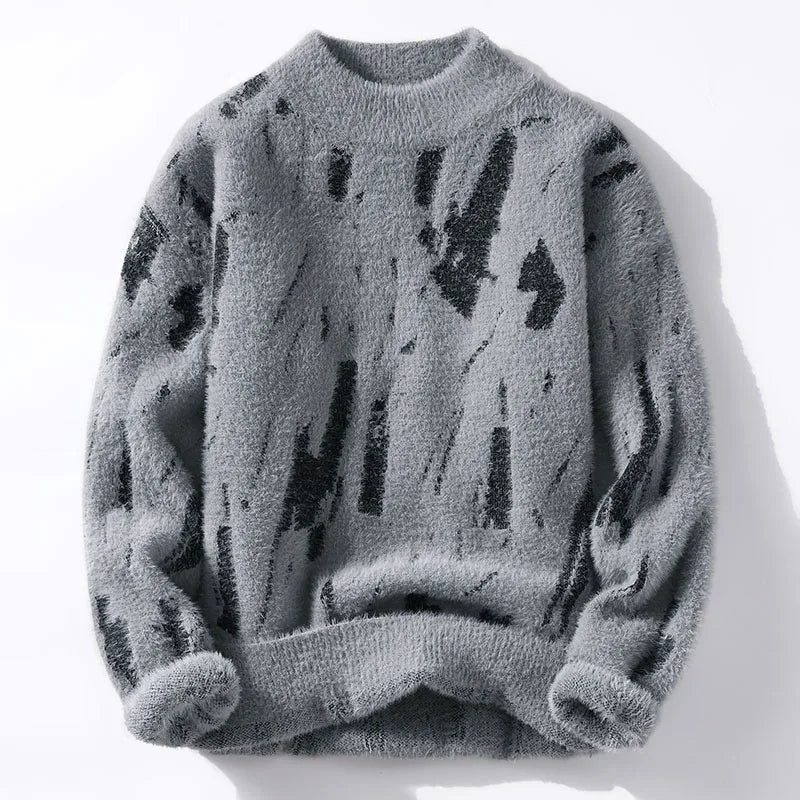 Grauer Strickpullover mit Kunstmuster - Leon