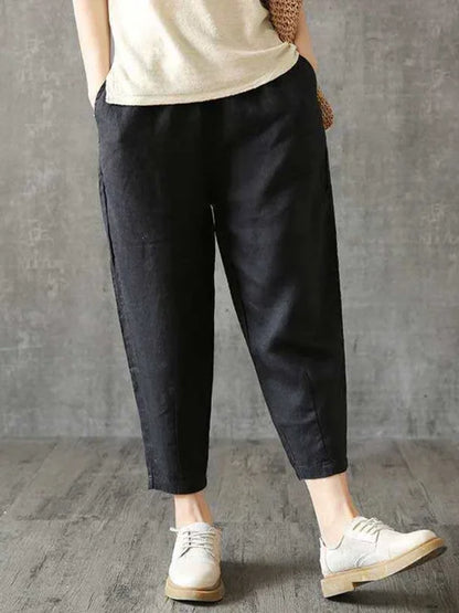 Schwarze Leinen-Culottes - Emma