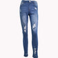 Lena - Zerrissene Skinny Jeans Blau