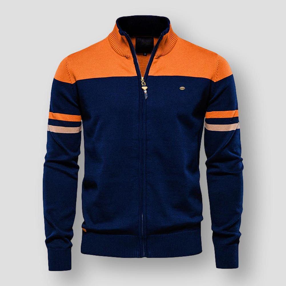 Hellblaue Retro-Herren-Bomberjacke mit Streifen – Finn