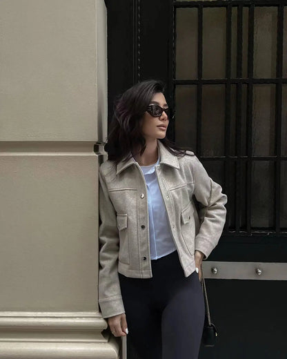 Emilia - Stylische schicke Wolljacke mit Knopfleiste für Damen