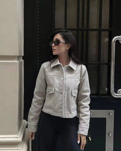 Emilia - Stylische schicke Wolljacke mit Knopfleiste für Damen