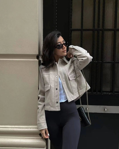 Emilia - Stylische schicke Wolljacke mit Knopfleiste für Damen