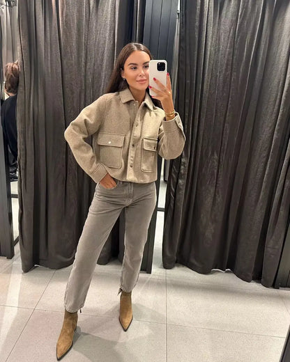 Emilia - Stylische schicke Wolljacke mit Knopfleiste für Damen