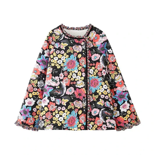 Alora - Schicke gefütterte Jacke mit Blumenmuster für Frauen