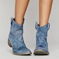 Damen Western Stiefeletten aus Leder - Vintage Style