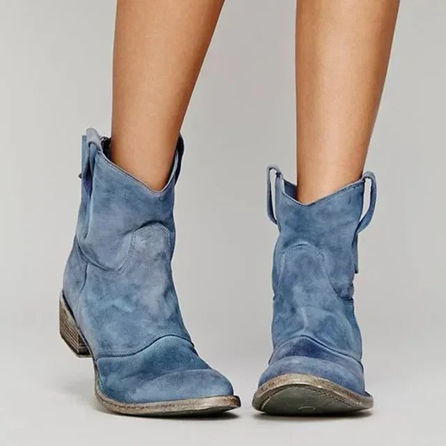 Damen Western Stiefeletten aus Leder - Vintage Style