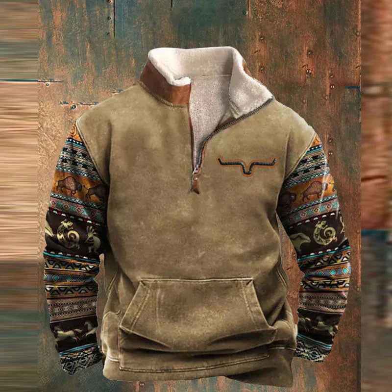 Grüner Viertel-Zip-Pullover - Max