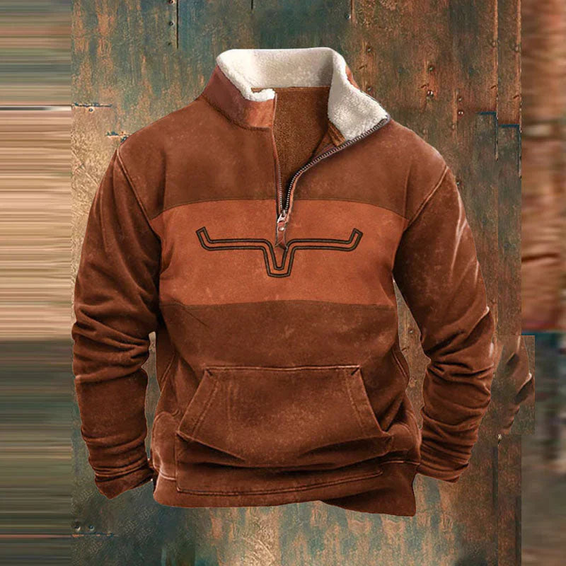 Grüner Viertel-Zip-Pullover - Max