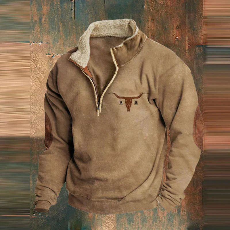 Grüner Viertel-Zip-Pullover - Max