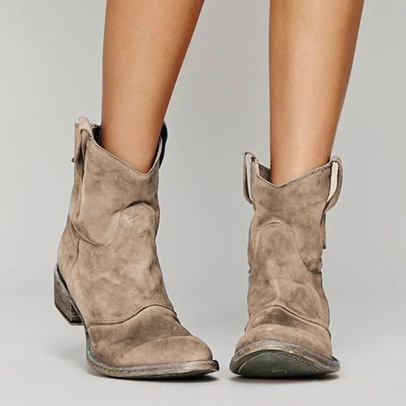 Damen Western Stiefeletten aus Leder - Vintage Style