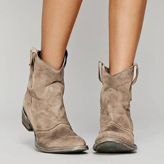 Damen Western Stiefeletten aus Leder - Vintage Style