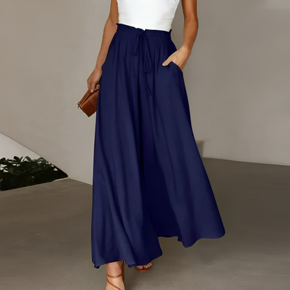 Weitgeschnittene High-Waist Hose Khaki - Sophia