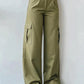 Cargo-Stil Flared Jeans mit weitem Bein