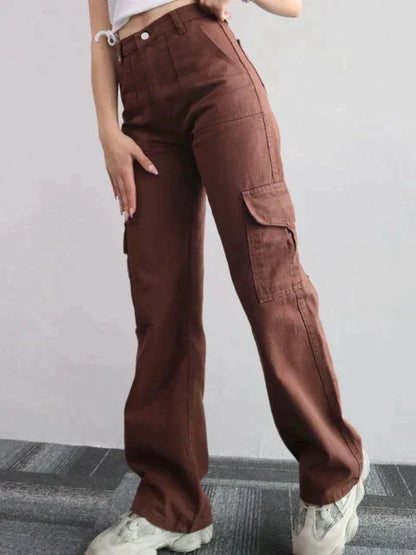 Cargo-Stil Flared Jeans mit weitem Bein