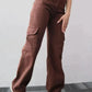 Cargo-Stil Flared Jeans mit weitem Bein