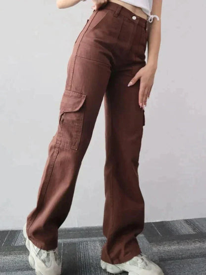 Cargo-Stil Flared Jeans mit weitem Bein