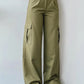 Cargo-Stil Flared Jeans mit weitem Bein