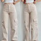Cargo-Stil Flared Jeans mit weitem Bein
