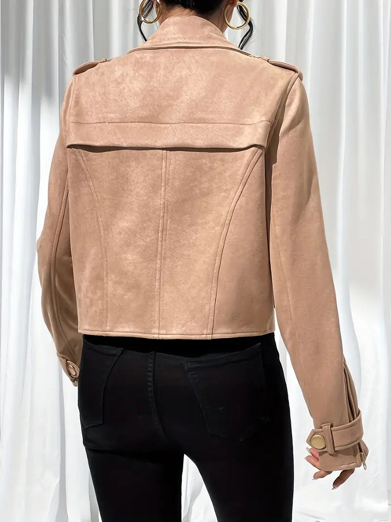 Sabrina - Geknöpfte Taschen Elegante Crop Jacket