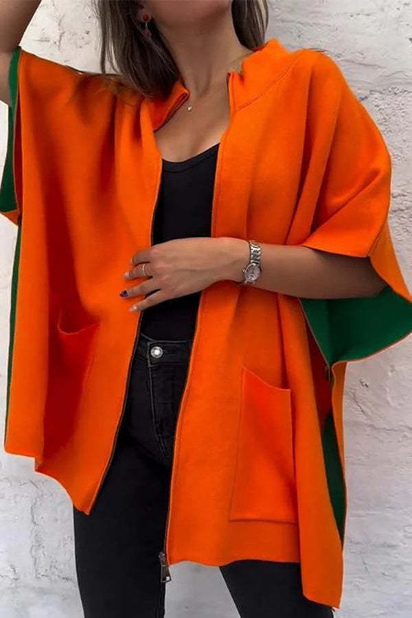 Grüne Zipper-Stehkragenjacke - Lena